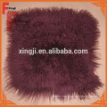 dyed wine color Tibet lamb fur cushion